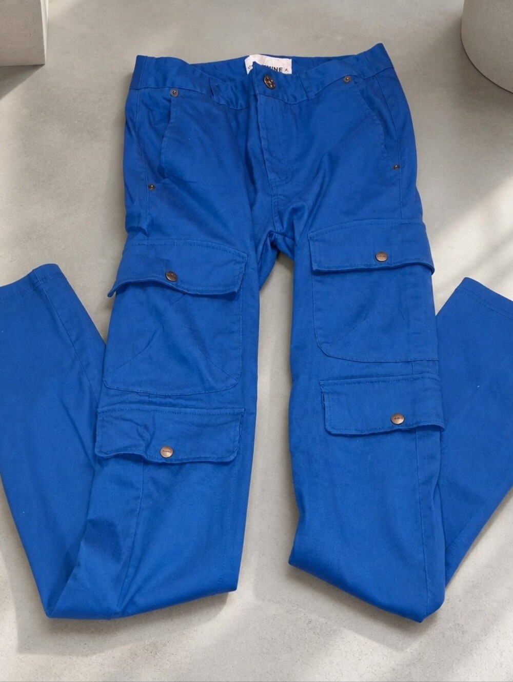 New Pair Of Unisex Stacked (Tall Fit)Blue Cargo Pants In Size 30/32
